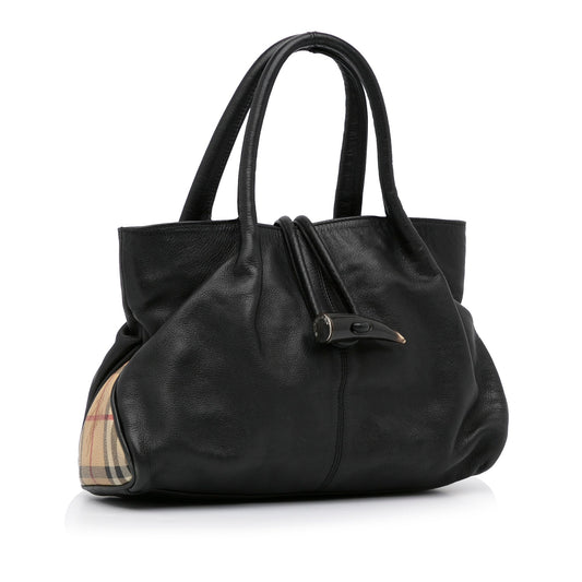 Black Burberry Calf Leather Tote